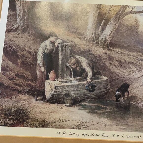 Myles Birket Foster “At The Well” R.W.S (1825-1899) Framed & Matted Print - Picture 5 of 16
